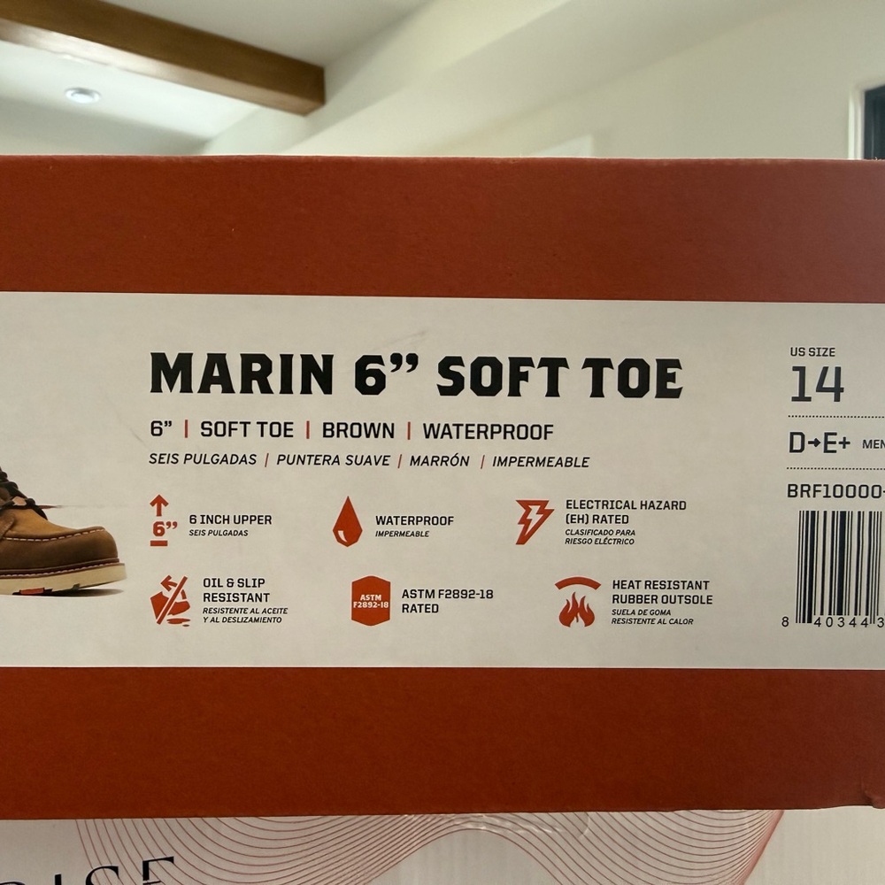 Marin 6" Soft Toe Waterproof Boots - Brown NWT